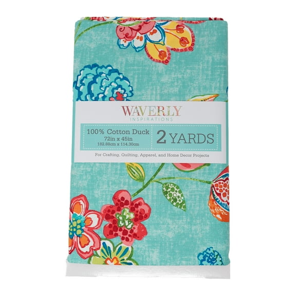 Waverly Inspirations 2 Yard Cut 100% Cotton Duck Print Fabric Whimsy Floral Multi, 45" Wide for Quilting & Sewing