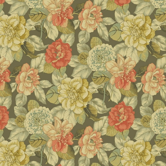 Waverly Inspirations 2 Yard Cut 100% Cotton Duck Print Fabric Garden Cocoa, 45" Wide for Quilting & Sewing