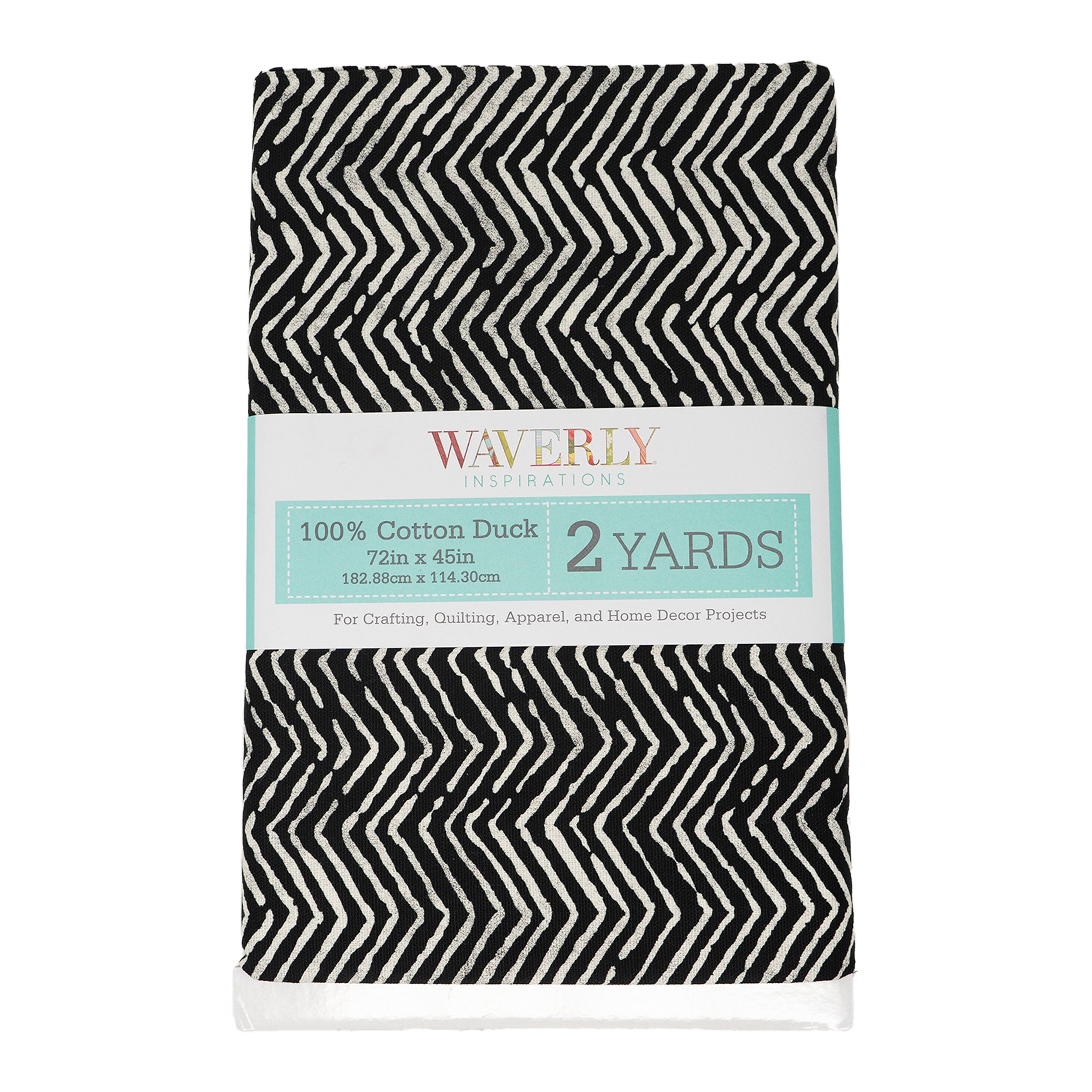 Waverly Inspirations 2 Yard Cut 100% Cotton Duck Print Fabric Herringbone Black, 45" Wide for Quilting & Sewing