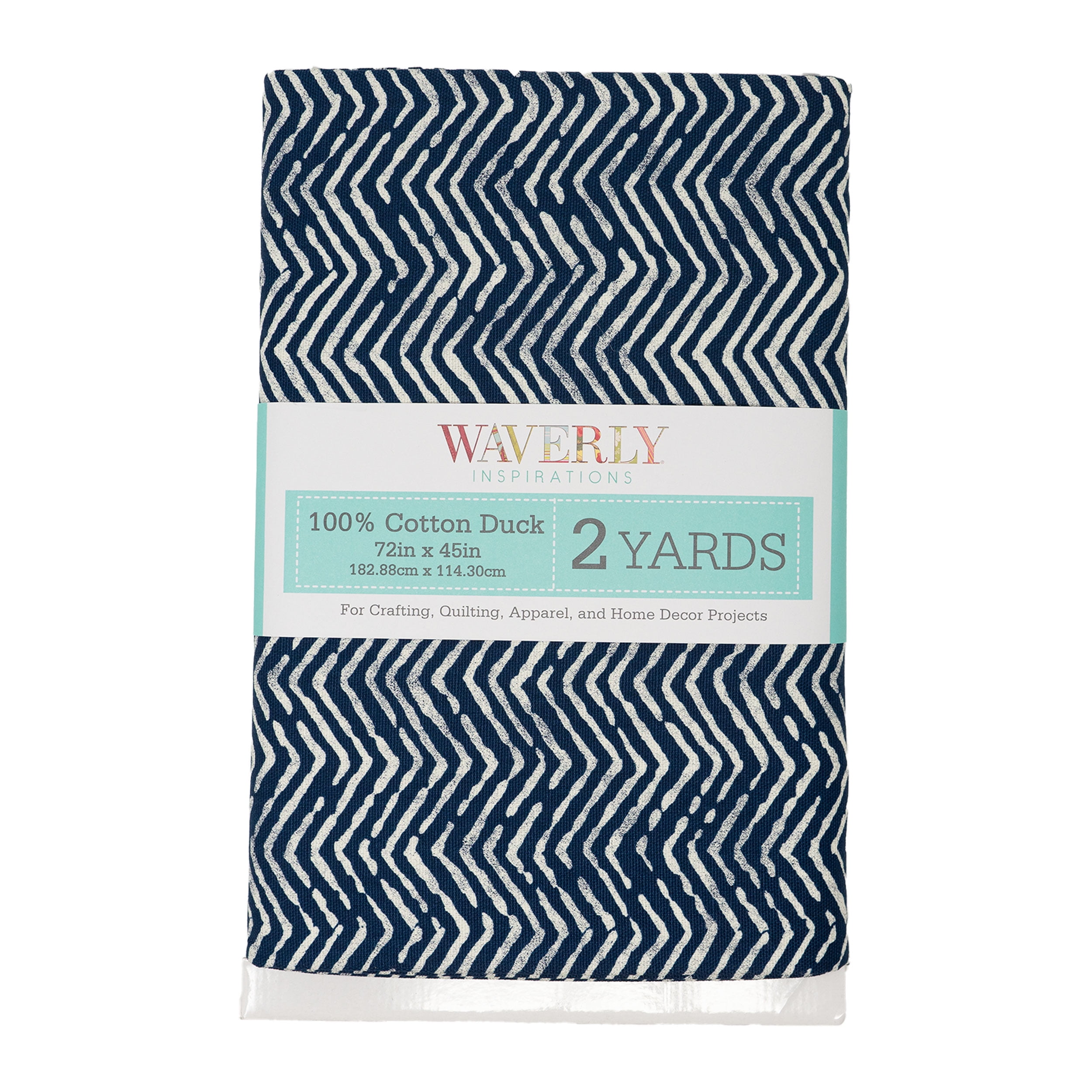 Waverly Inspirations Cotton Duck 45" x 2 Yds Herringbone Navy Color Sewing Fabric, 1 Piece