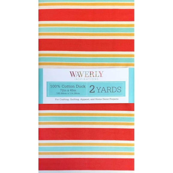 Waverly Inspirations 2 Yard Cut 100% Cotton Duck Print Fabric Large Stripe Sun, 45" Wide for Quilting & Sewing