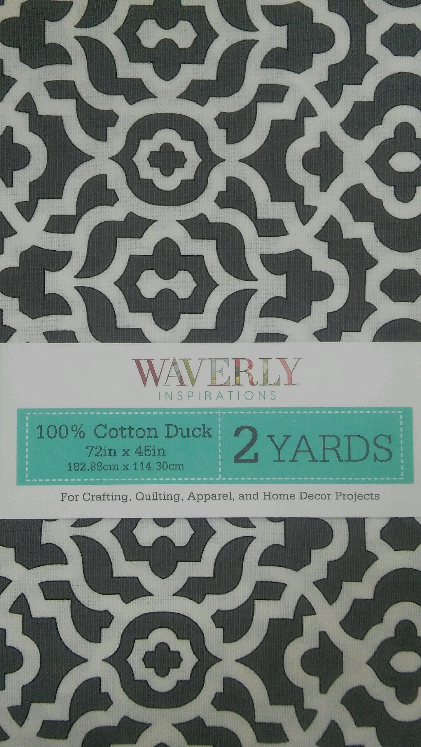 Waverly Inspirations 2 Yard Cut 100% Cotton Duck Print Fabric Lattice Charcoal, 45" Wide for Quilting & Sewing
