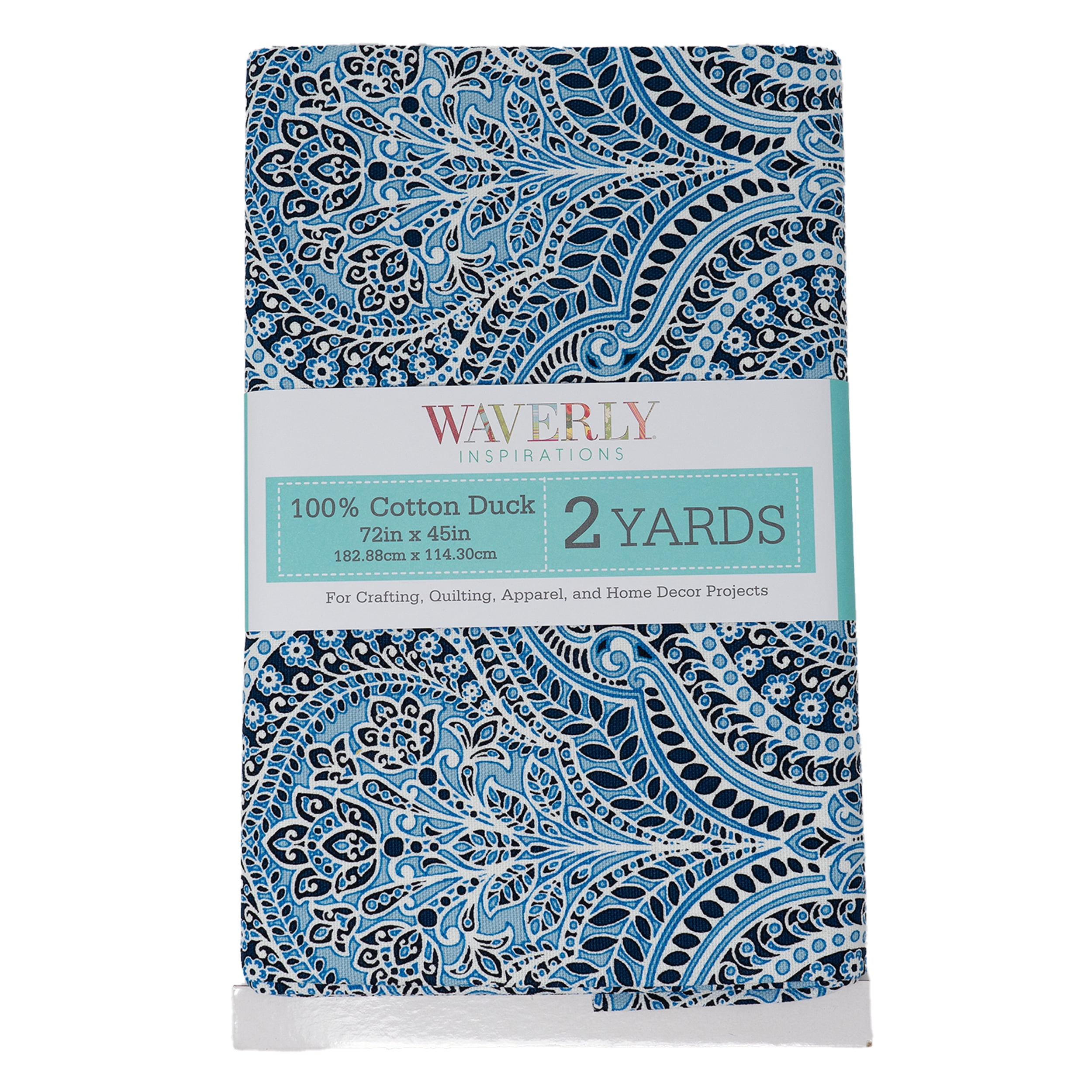 Waverly Inspirations 2 Yard Cut 100% Cotton Duck Print Fabric Rockwell Damask Blue, 45" Wide for Quilting & Sewing