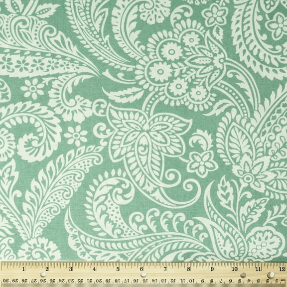 Waverly Inspirations Cotton Duck 54" Graphics Paisley Aqua Color Sewing Fabric By the Bolt