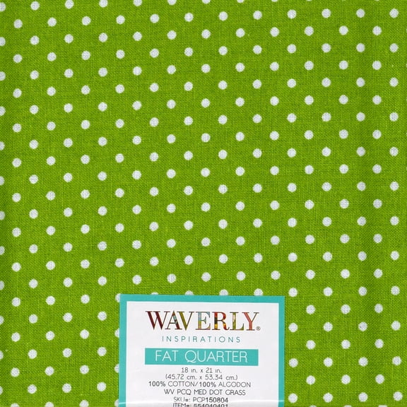 Waverly Inspirations Fat Quarter Precut 100% Cotton Prints Fabric Medium Dot Grass 18 in x 21 in for Quilting & Sewing