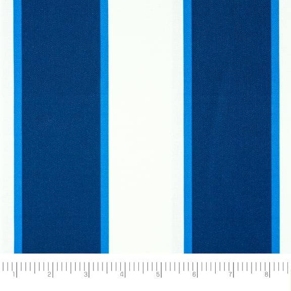 Waverly Inspirations, Home Decor, 100% Polyester, Water/Stain Resistant, Indoor/Outdoor Fabric - Print Width 54 Inch, Boca Stripe, Nautical Blue, Cut by Yard
