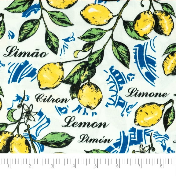Waverly Inspirations, Home Decor, 100% Polyester, Water/Stain Resistant, Indoor/Outdoor Fabric - Print Width 54 Inch, Patio Lemons, Yellow, Cut by Yard