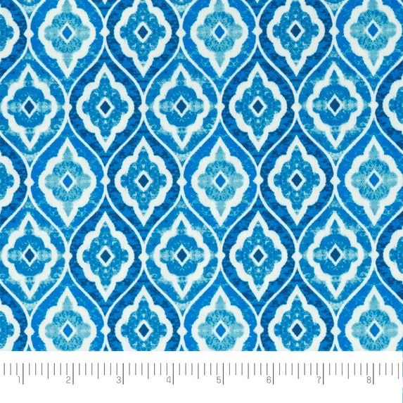 Waverly Inspirations, Home Decor, 100% Polyester, Water/Stain Resistant, Indoor/Outdoor Fabric - Print Width 54 Inch, Porcelain, Blue, Cut by Yard