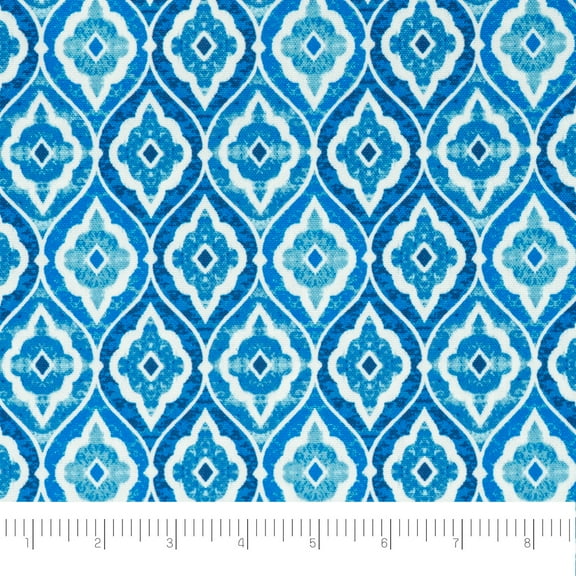 Waverly Inspirations, Home Decor, 100% Polyester, Water/Stain Resistant, Indoor/Outdoor Fabric - Print Width 54 Inch, Porcelain, Blue, Cut by Yard