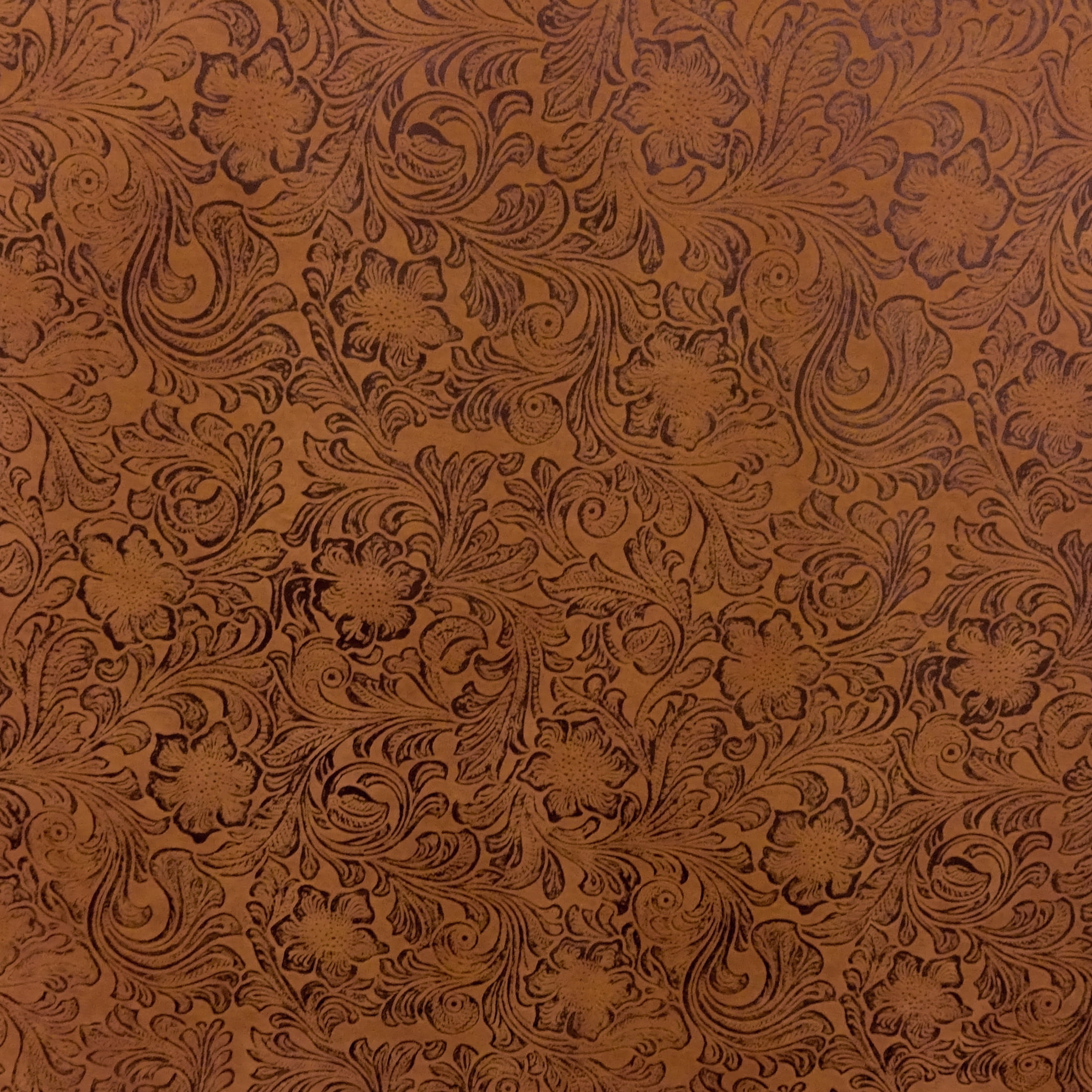Waverly Inspirations By-the-Yard Jacobean Faux Leather Fabric, Brown, 60” Wide for Crafts & DIY Projects