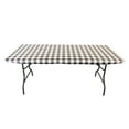 thumbnail image 1 of Waverly Inspirations Rectangular Elastic Fitted Table Cover Waterproof Vinyl Tablecloth With Flannel Backing, 6Ft Table, 72" x 30", Gingham Black, 2 PK, 1 of 6