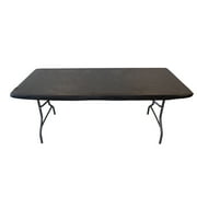 Waverly Inspirations Rectangular Elastic Fitted Table Cover Waterproof Vinyl Tablecloth With Flannel Backing, 6Ft Table, 72" x 30", Black, 1 PK