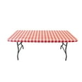 thumbnail image 1 of Waverly Inspirations Rectangular Elastic Fitted Table Cover Waterproof Vinyl Tablecloth With Flannel Backing, 6Ft Table, 72" x 30", Gingham Red, 1 PK, 1 of 5