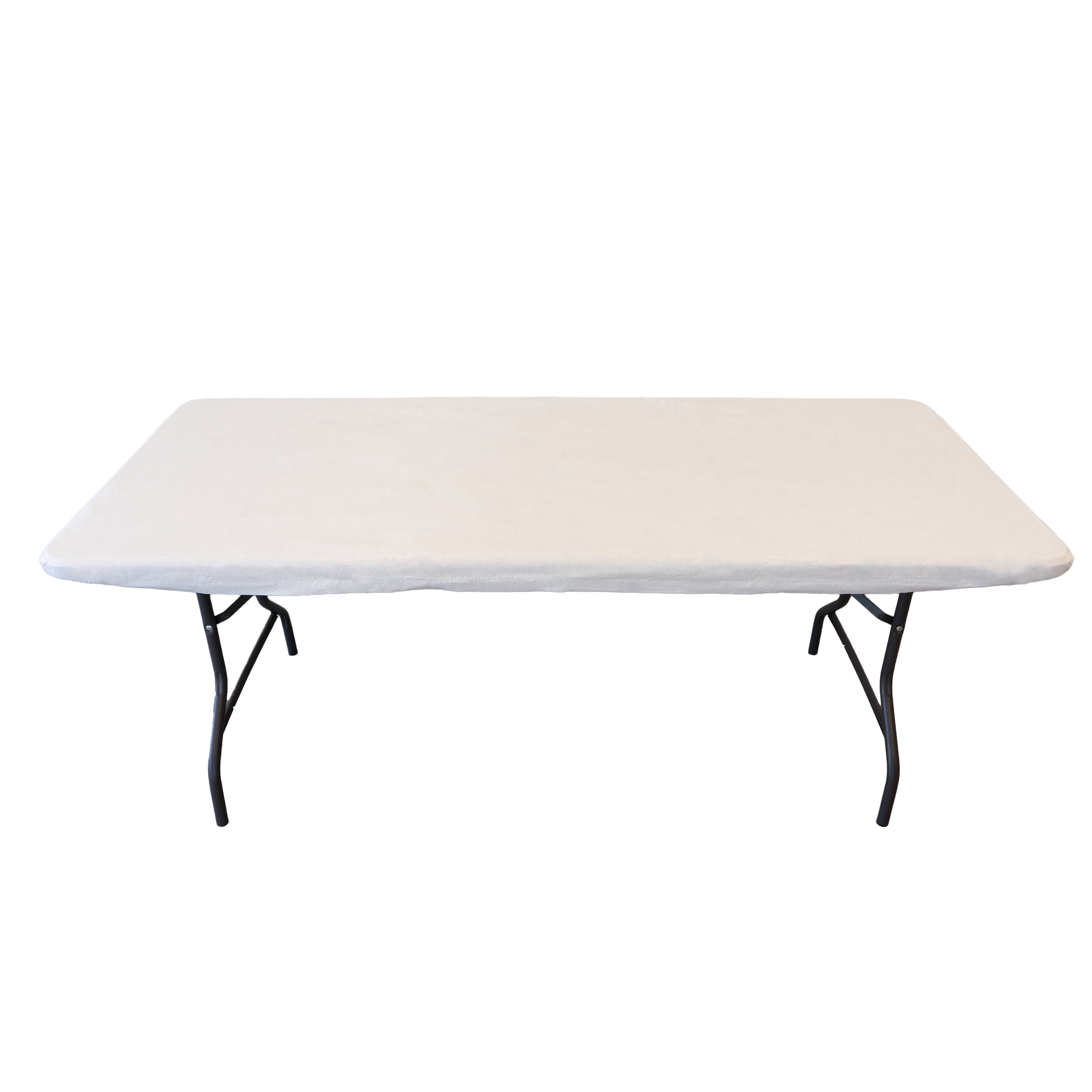 Waverly Inspirations Rectangular Elastic Fitted Table Cover Waterproof Vinyl Tablecloth With Flannel Backing, 6Ft Table, 72" x 30", White, 2 PK
