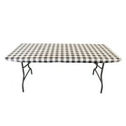 Waverly Inspirations Vinyl Tablecover With Flannel Backing, 6Ft Table, 72" x 30", Gingham Black, 1 PK