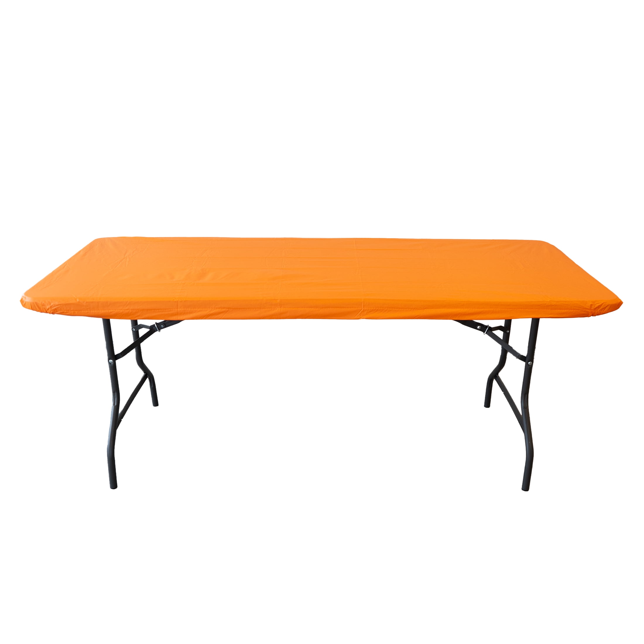 Waverly Inspirations Vinyl Tablecover With Flannel Backing, 6Ft Table, 72" x 30", Orange, 1 PK