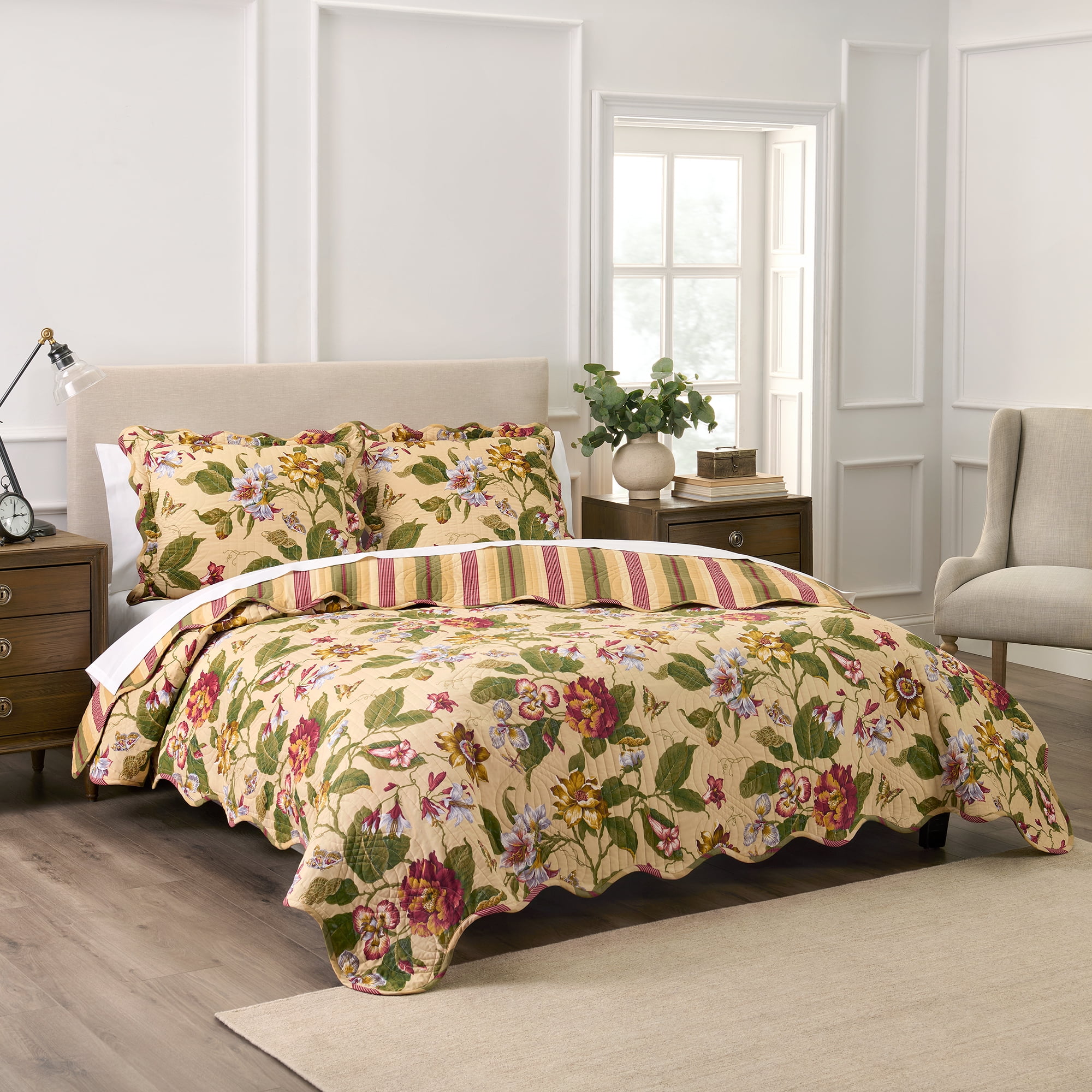 Waverly Laurel Spring 3-Piece Quilt Set – Full/Queen - 100% Cotton ...