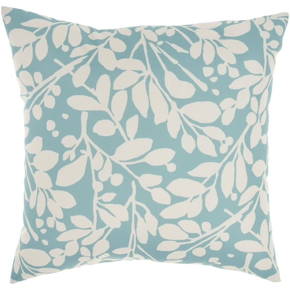 Nourison Leaf Storm 20" x 20" Turquoise Indoor/Outdoor Washable Throw Pillow