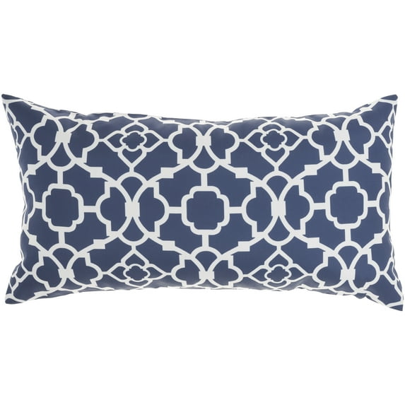 Waverly Lovely Lattice 12" x 21" Navy Indoor/Outdoor Washable Throw Pillow