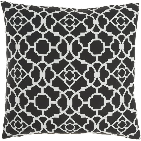 Nourison Lovely Lattice 20" x 20" Black Indoor/Outdoor Washable Throw Pillow