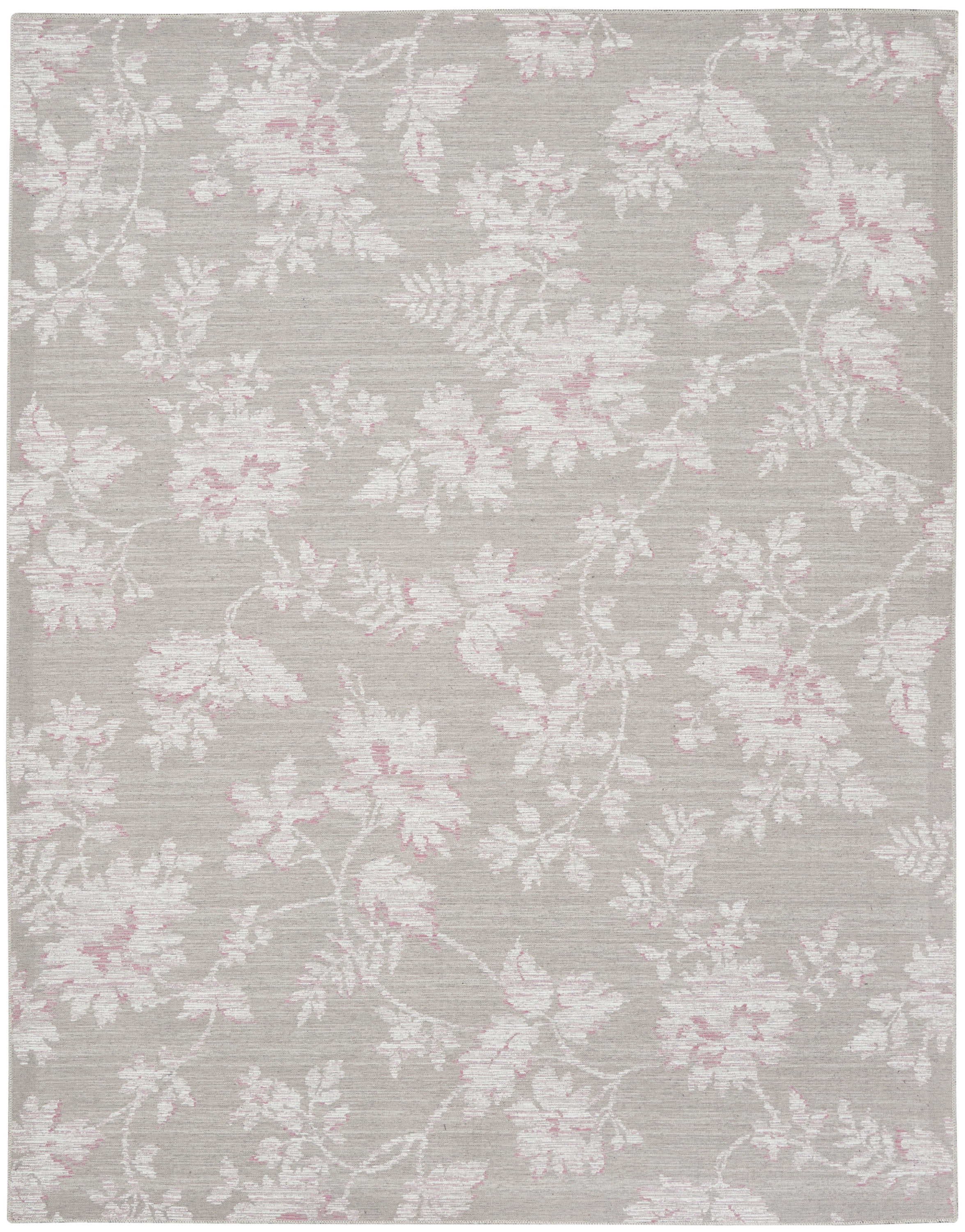 Natural Floral Chenille Rectangular Washable Area Rug