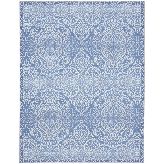 Waverly Machine Washable Moroccan Distressed Blue Area Rug, 8' x 10'