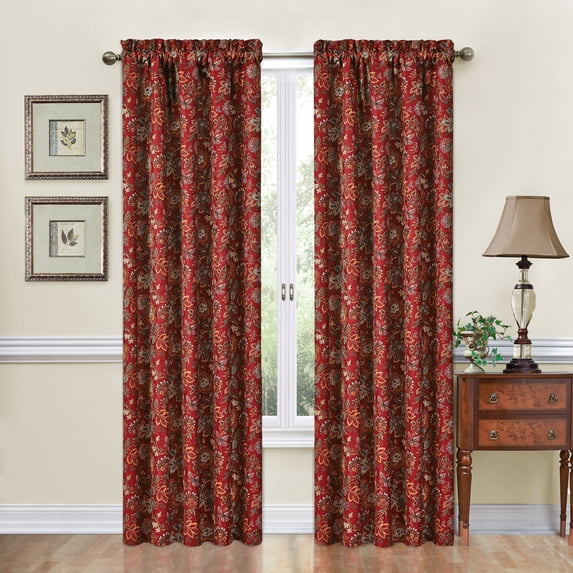 Waverly Navarra Crimson Curtain Collection – Panel - 100% Polyester Jacquard - 52" X 84"