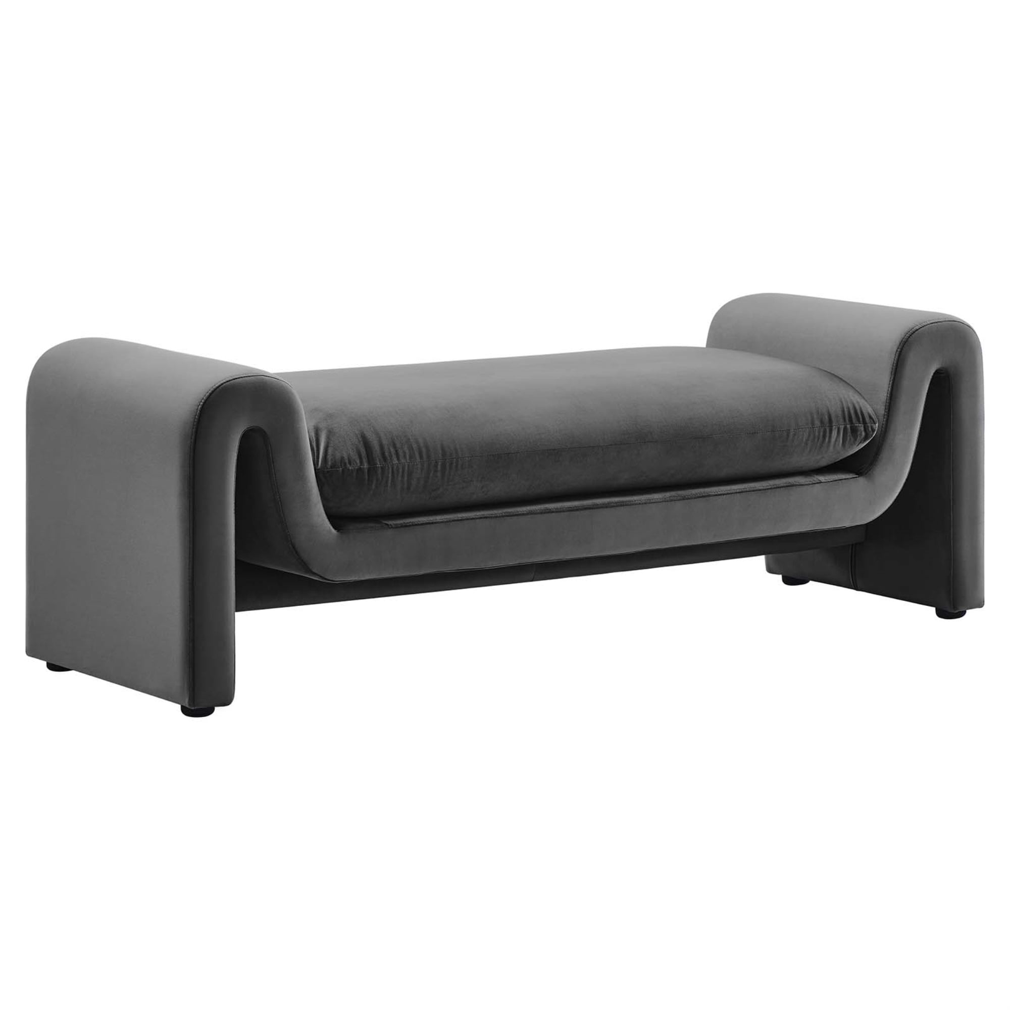 Waverly Gray Velvet 60" Upholstered Bench