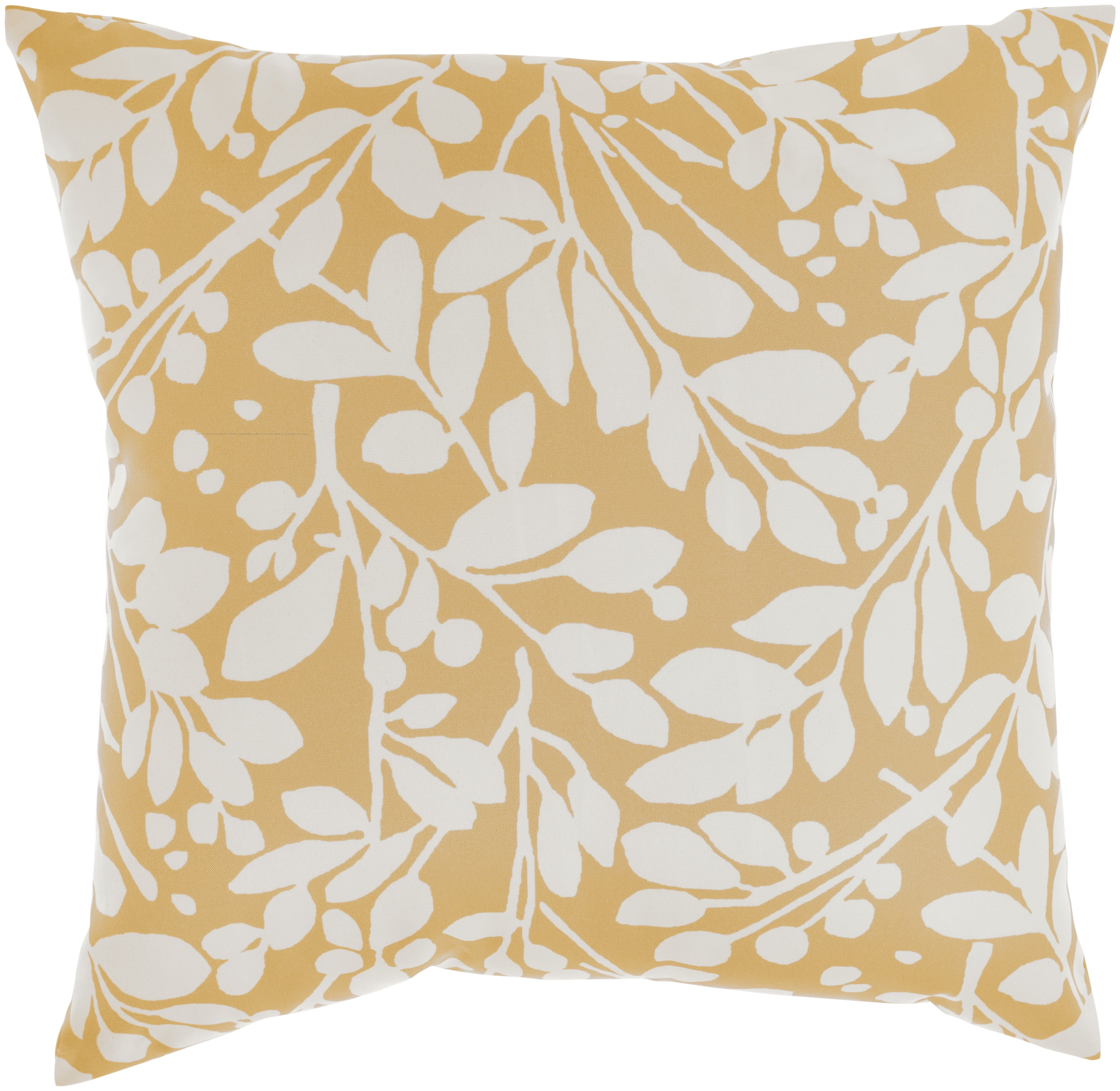 Contemporary Geometric Leaf 20" Square Yellow Outdoor Throw Pillow