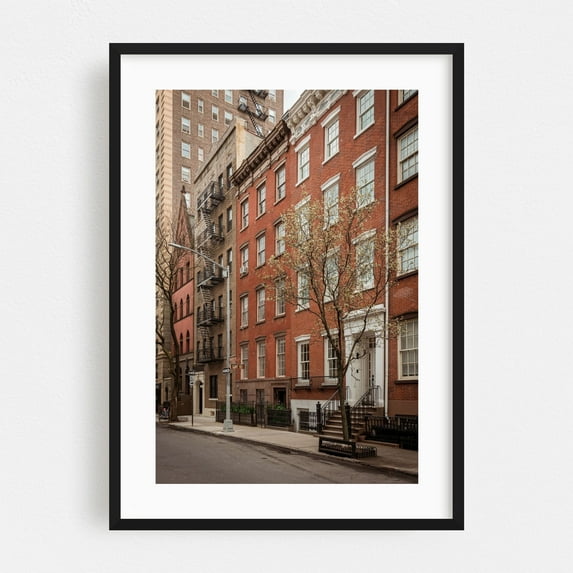 Waverly Place 03 - Manhattan New York Photography Architecture City Street Photography Cityscape Vintage Black Framed Wall Art Print 9 x 12 inches