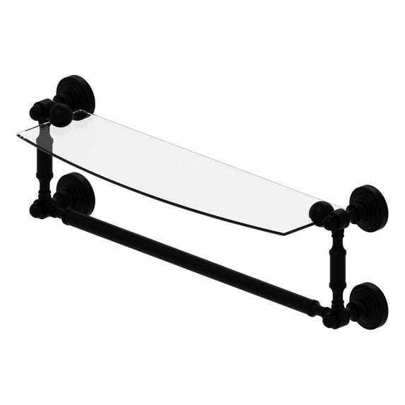 Waverly Place Collection 18-in Glass Vanity Shelf with Integrated Towel Bar in Matte Black