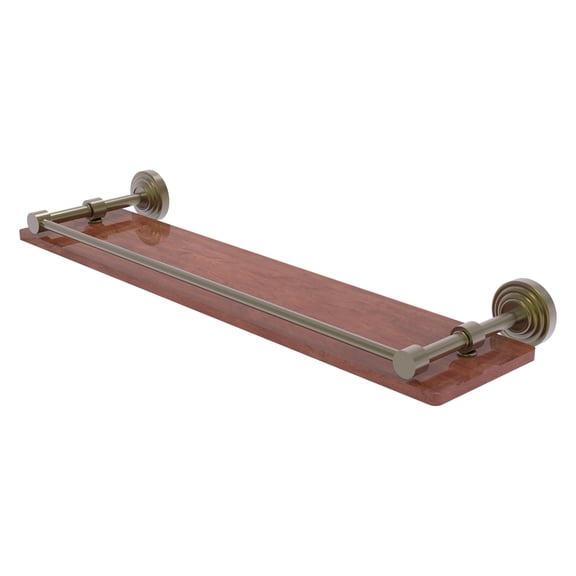 Waverly Place Collection 22-in Solid IPE Ironwood Shelf with Gallery Rail in Antique Brass
