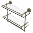 thumbnail image 1 of Waverly Place Collection Gallery Rail Double Glass Shelf with Towel Bar - Antique Brass / 16 Inch, 1 of 3
