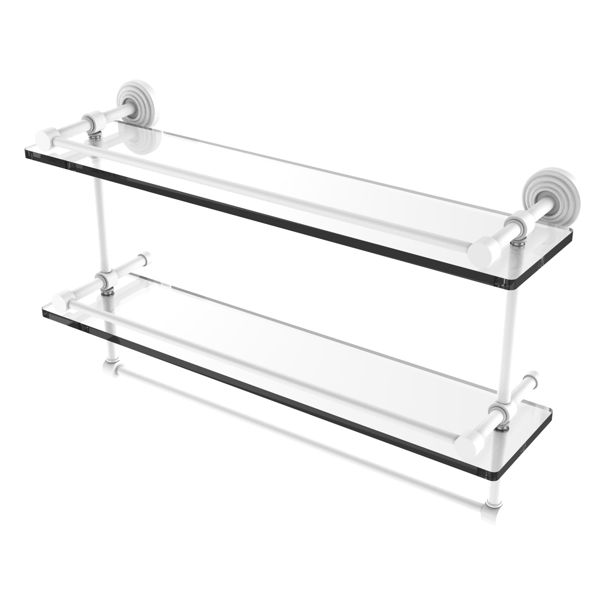 Waverly Place Collection Gallery Rail Double Glass Shelf with Towel Bar