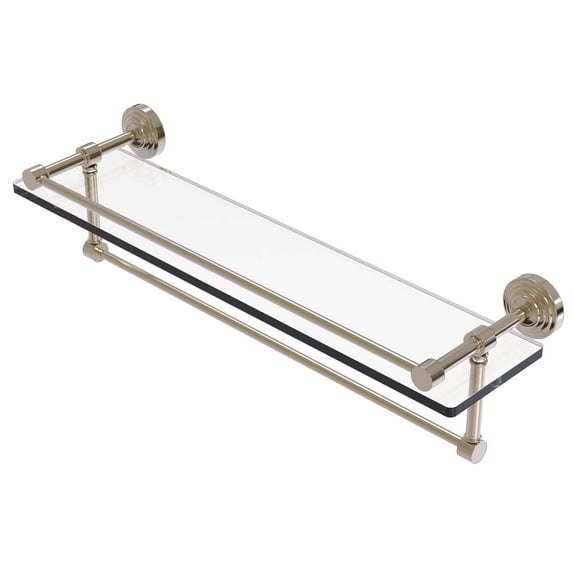 Waverly Place Collection Gallery Rail Glass Shelf with Towel Bar - Antique Pewter / 22 Inch
