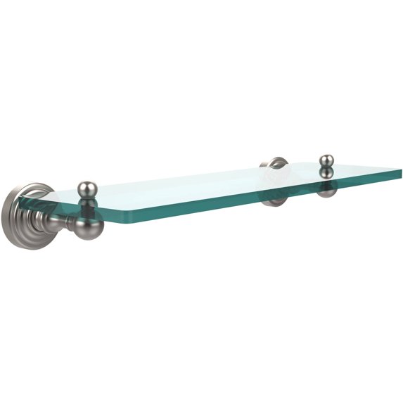 Waverly Place Collection Glass Vanity Shelf with Beveled Edges - Satin Nickel / 16 Inch