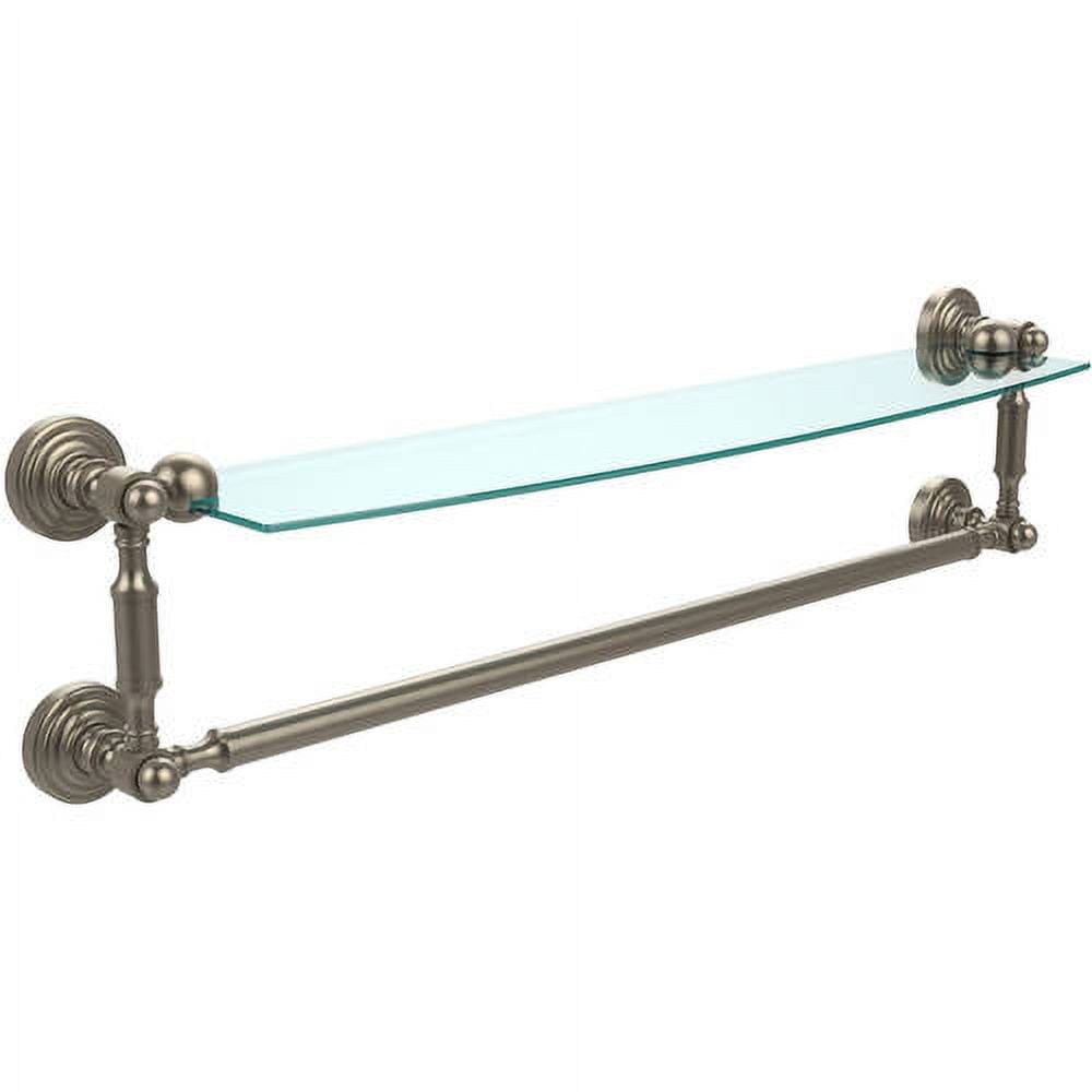 Waverly Place Collection Glass Vanity Shelf with Integrated Towel Bar Antique Pewter / 24 Inch