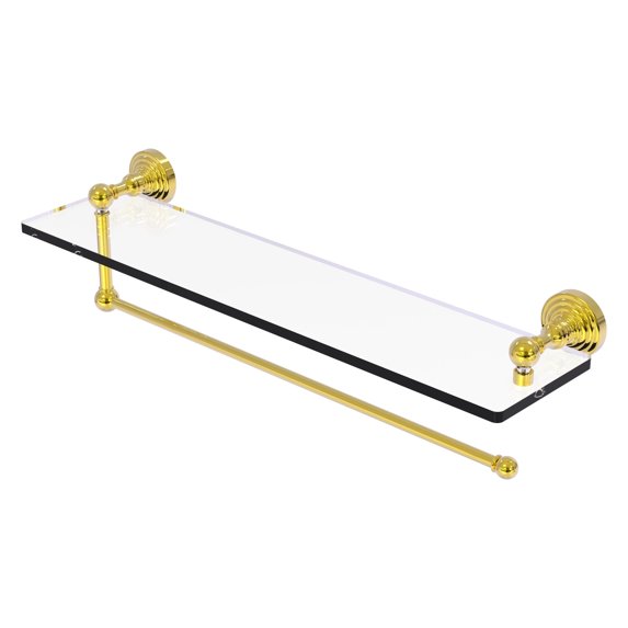 Waverly Place Collection Paper Towel Holder with Glass Shelf - Polished Brass / 22 Inch