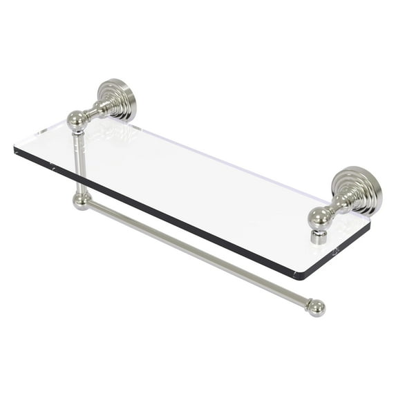 Waverly Place Collection Paper Towel Holder with Glass Shelf - Satin Nickel / 16 Inch