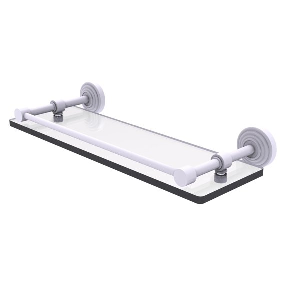 Waverly Place Collection Tempered Glass Shelf with Gallery Rail - Matte White / 16 Inch