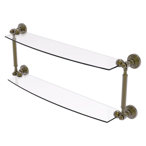 Waverly Place Collection Two Tiered Glass Shelf - Antique Brass / 24 Inch