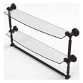 thumbnail image 1 of Waverly Place Collection Two Tiered Glass Shelf with Integrated Towel Bar - Antique Bronze / 24 Inch, 1 of 7