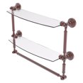 thumbnail image 1 of Waverly Place Collection Two Tiered Glass Shelf with Integrated Towel Bar - Antique Copper / 18 Inch, 1 of 5