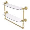 thumbnail image 1 of Waverly Place Collection Two Tiered Glass Shelf with Integrated Towel Bar - Satin Brass / 18 Inch, 1 of 2