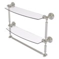 thumbnail image 1 of Waverly Place Collection Two Tiered Glass Shelf with Integrated Towel Bar - Satin Nickel / 18 Inch, 1 of 5