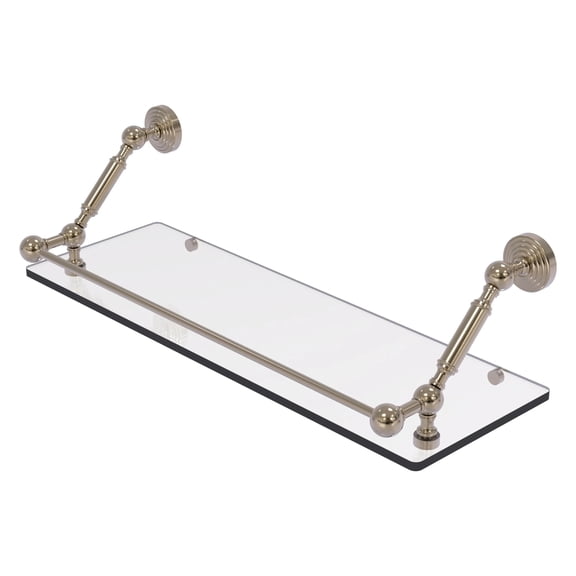 Waverly Place Floating Glass Shelf with Gallery Rail - Antique Pewter / 24 Inch