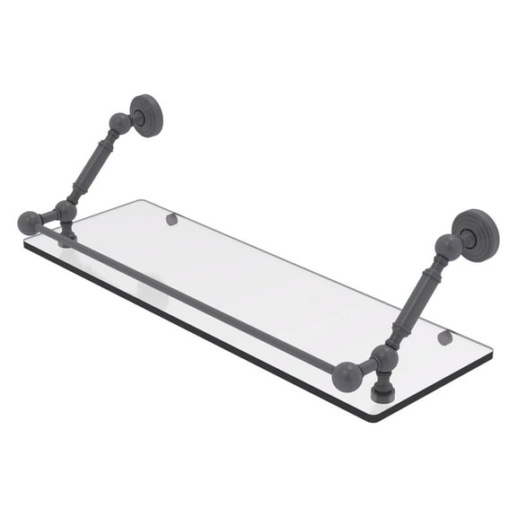 Waverly Place 24 Inch Floating Glass Shelf with Gallery Rail - WP-1-24-GAL-GYM