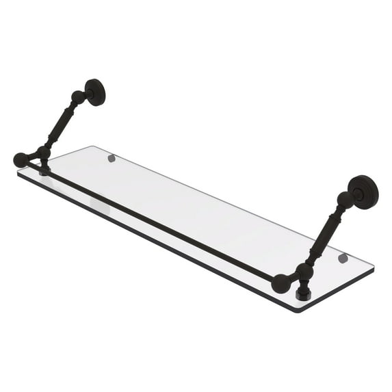 Waverly Place Floating Glass Shelf with Gallery Rail - Oil Rubbed Bronze / 30 Inch