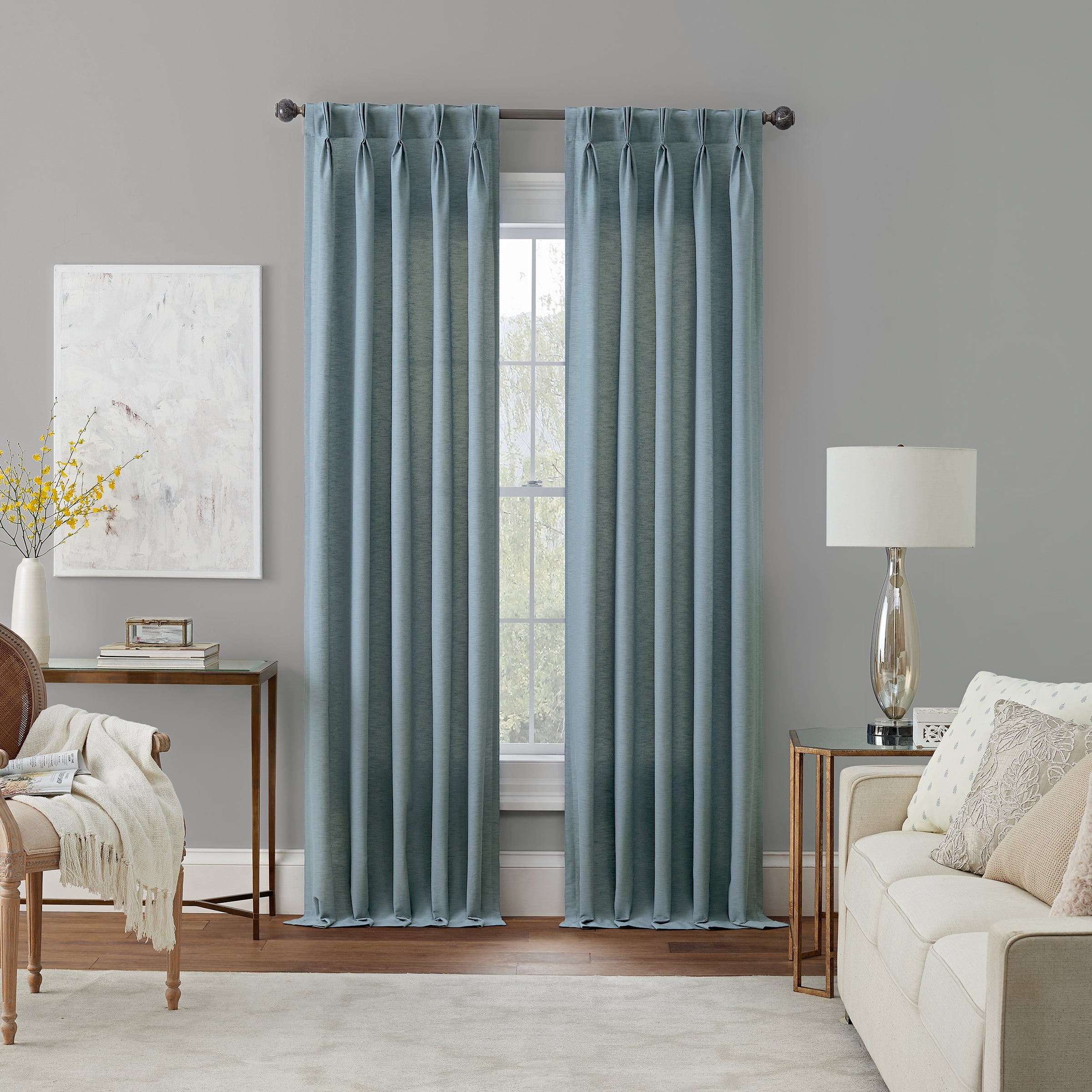 Waverly Serendipity Pinch Pleat Back Tab Light Filtering Curtain Panel, 25" x 84"