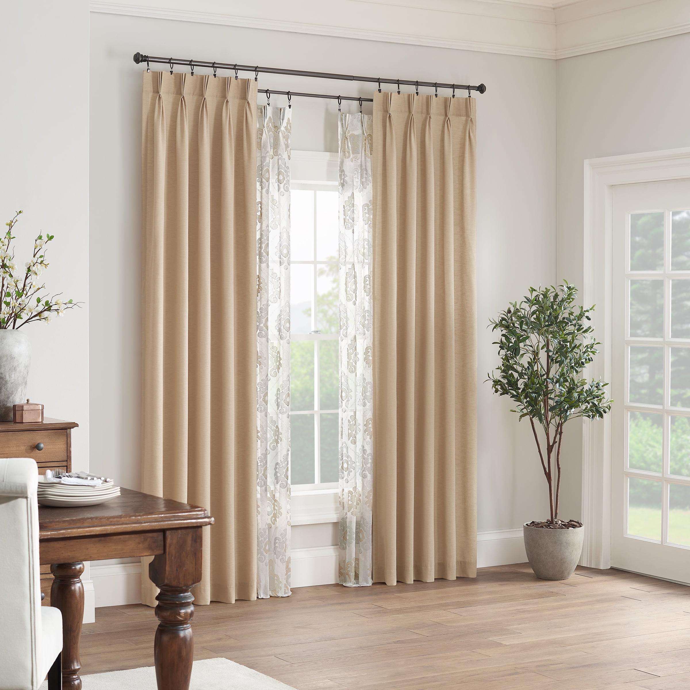 Waverly Serendipity Pinch Pleat Back Tab Light Filtering Curtain Panel, 50" x 84"